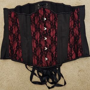 Black Iris Long Cut Underbust Steel Boned Tight Lacing Corset.
